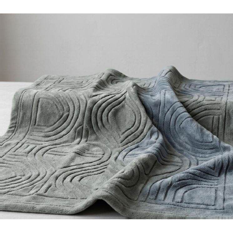 Geometric Carved Flannel Blanket
